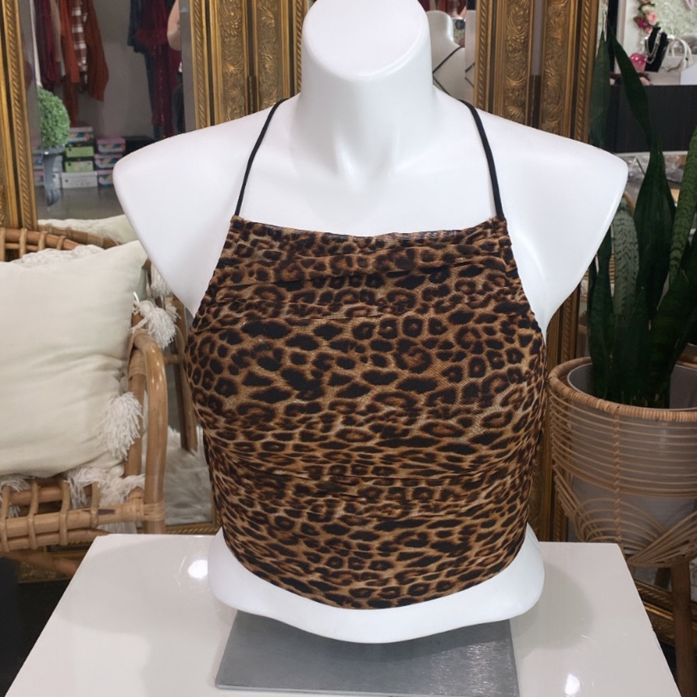 Leopard strap back top